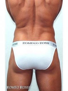 Стильные танга на широкой резинке с логотипом бренда белого цвета Romeo Rossi RTRR3001-01